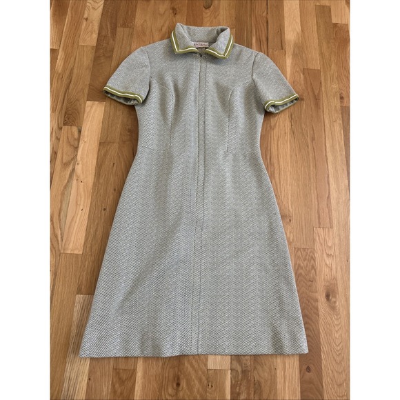Vintage Kay Windsor Dress‎ 60s 70s Yellow Belted Women's Photos For Measurements - Picture 1 of 9